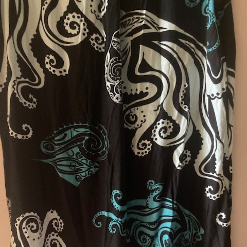 WAHINE TOA HAWAIIAN OCTOPUS-TAKO DRESS ALOHA MADE RESORT WEAR BLK/WHT/BL LOVELY - Picture 14 of 15